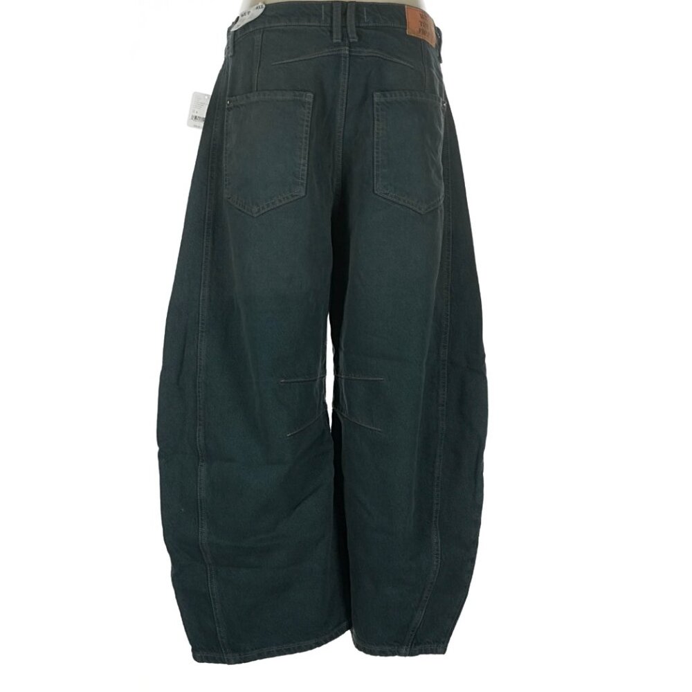 NWT Rare Size Free People We The Free Good Luck Barrel Jeans Luke Green 31S Boho - Picture 12 of 16